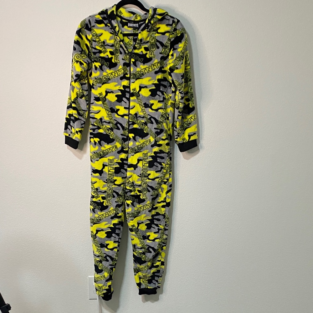 Fortnite One Piece Pajamas Onesie Long Sleeve Zip Up Sleepwear Loungewear